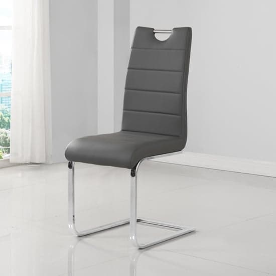 Petra Grey Faux Leather Dining Chairs In Pair_2