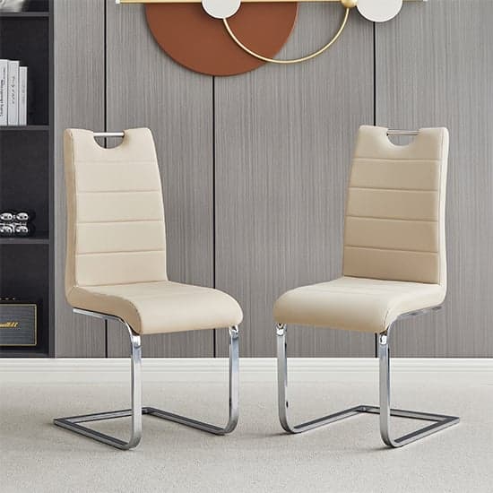 Petra Taupe Faux Leather Dining Chairs In Pair_1