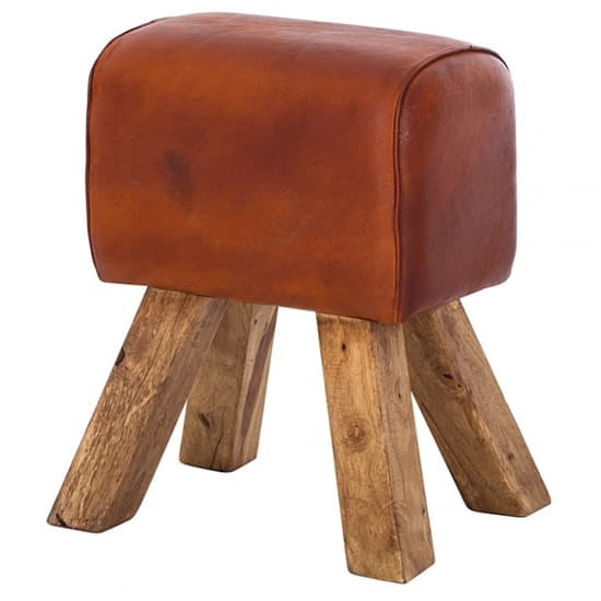 Phaet Faux Leather Turned Buck Stool In Brown_2