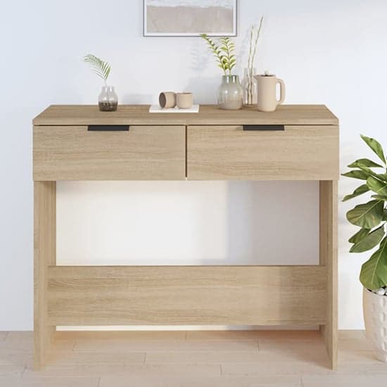 Phila Wooden Console Table With 2 Drawers In Sonoma Oak_1