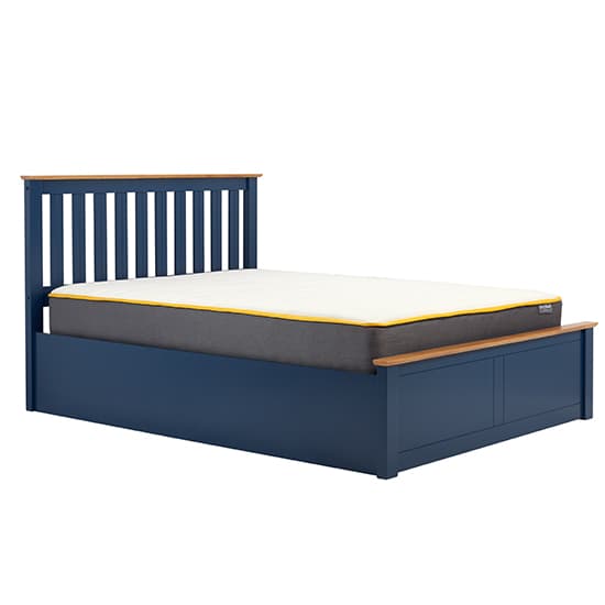 Phoenix Ottoman Rubberwood Small Double Bed In Navy Blue Furniture in