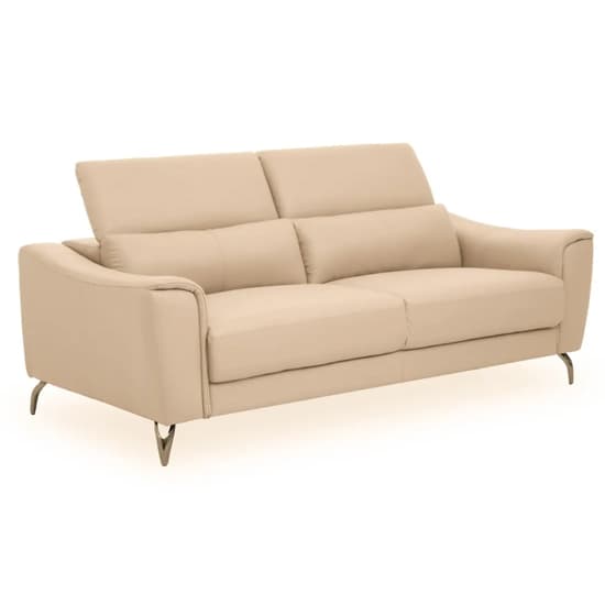 Phoenixville Faux Leather 3 Seater Sofa In Cream_1