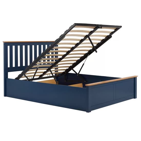 Phoney Rubberwood Ottoman Double Bed In Navy Blue_5