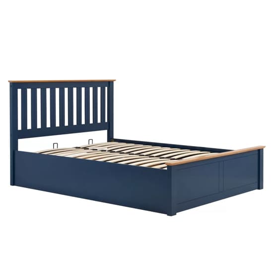Phoney Rubberwood Ottoman Double Bed In Navy Blue_6