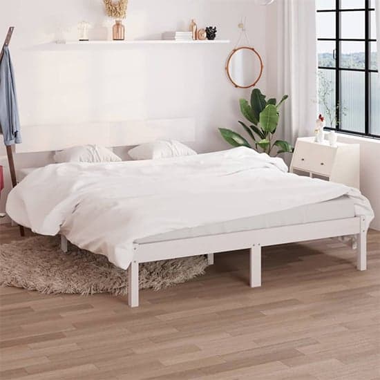 Phyre Solid Pinewood Small Double Bed In White_1