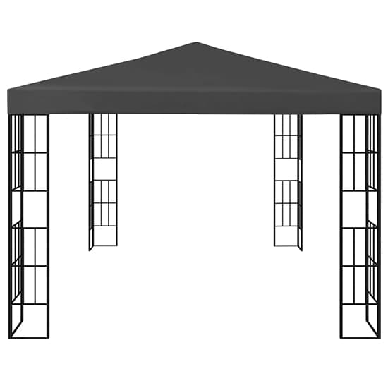 Piav Large Fabric Gazebo In Anthracite With LED String Lights_4