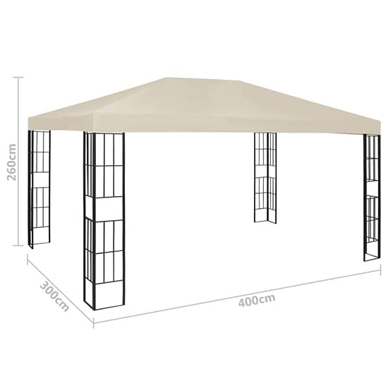 Piav Large Fabric Gazebo In Cream With LED String Lights_8