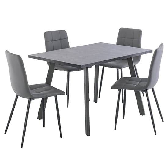 Paley Wooden Dining Table With 4 Virti Grey Chairs_1