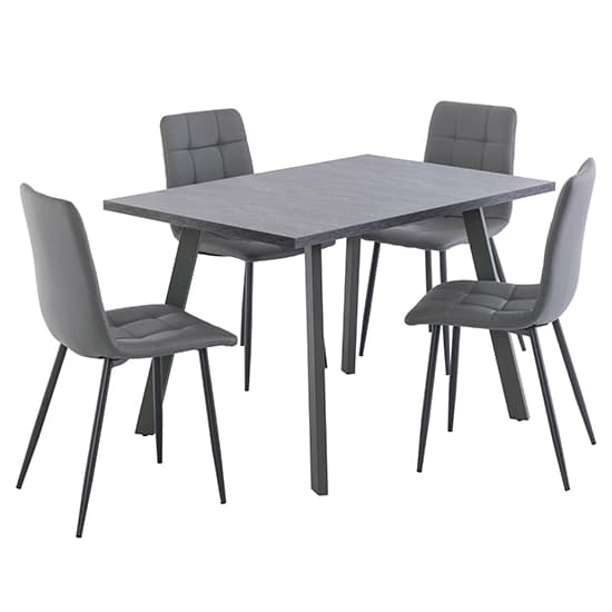 Paley Wooden Dining Table With 4 Virti Grey Chairs Furniture in Fashion