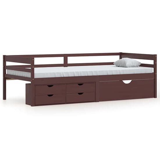 Piera Pine Wood Single Day Bed With Drawers In Dark Brown_2