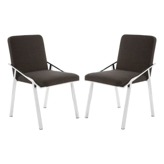Markeb Black Fabric Dining Chairs With Silver Frame In A Pair_1