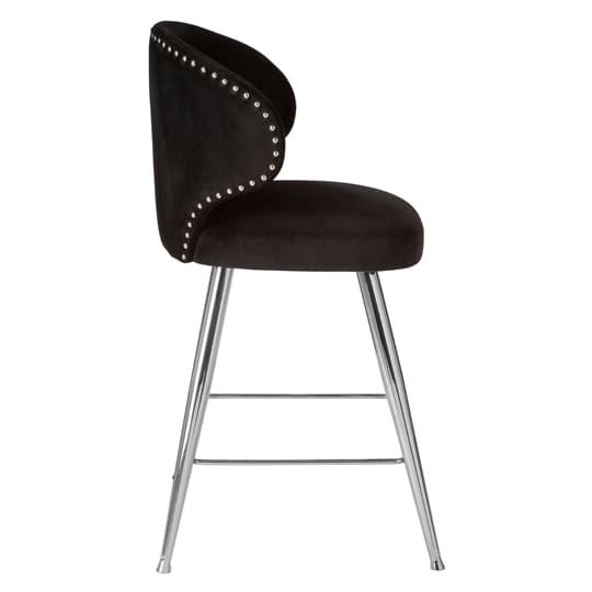 Markeb Upholstered Black Velvet Bar Stool With Silver Frame Furniture