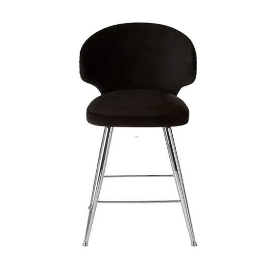 Markeb Upholstered Black Velvet Bar Stool With Silver Frame Furniture