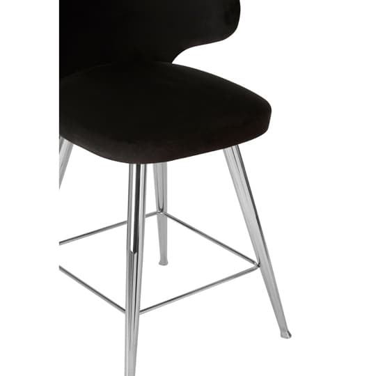 Markeb Upholstered Black Velvet Bar Stool With Silver Frame Furniture