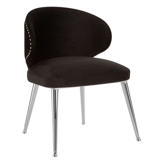 Markeb Black Velvet Dining Chair With Silver Frame In A Pair_2
