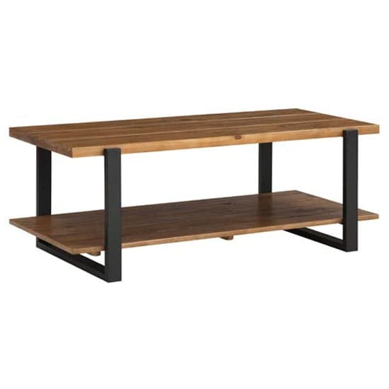 Pierre Pine Wood Coffee Table With Shelf In Rustic Oak_1