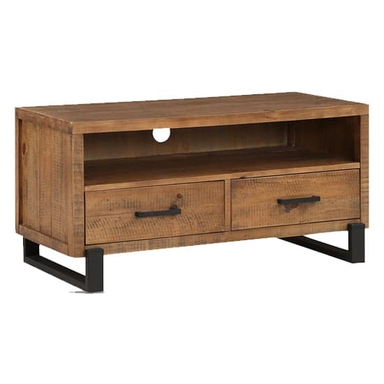 Pierre Pine Wood TV Stand With 2 Drawers In Rustic Oak_2