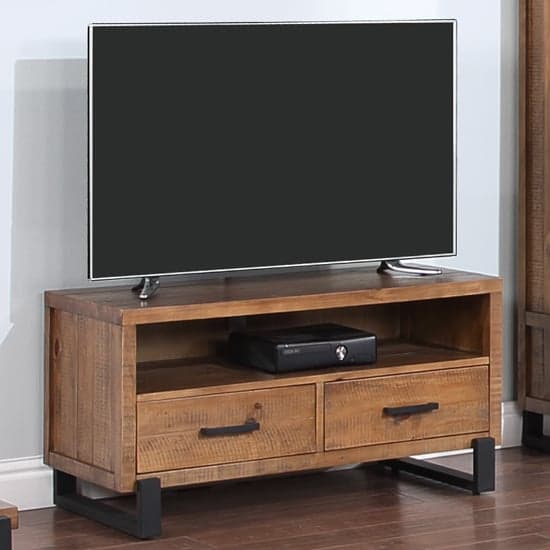 Pierre Pine Wood TV Stand With 2 Drawers In Rustic Oak_1
