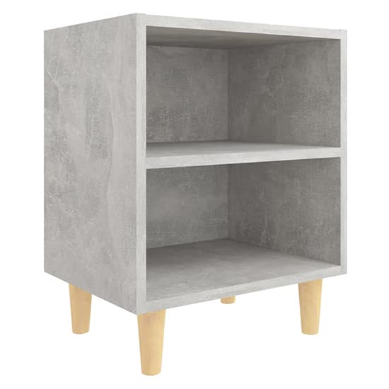Pilis Wooden Bedside Cabinet In Concrete Effect With Natural Legs_2