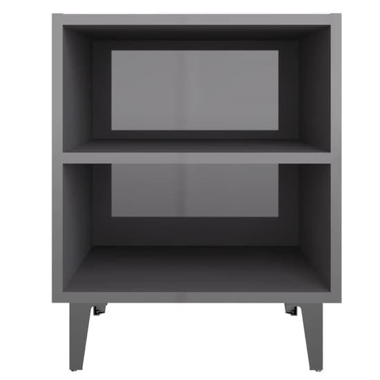 Pilvi High Gloss Bedside Cabinet In Grey With Metal Legs_3