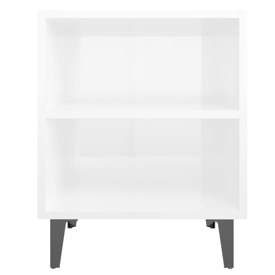 Pilvi High Gloss Bedside Cabinet In White With Metal Legs_3