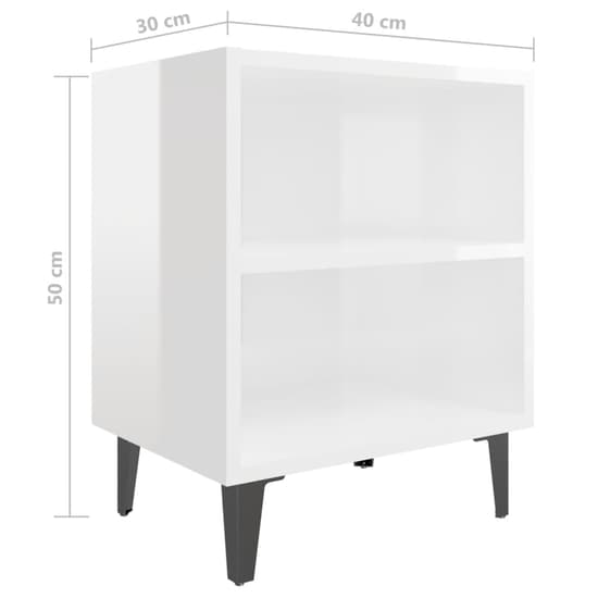 Pilvi High Gloss Bedside Cabinet In White With Metal Legs_4