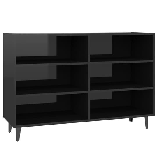 Pilvi High Gloss Bookcase With 6 Shelves In Black Furniture in Fashion