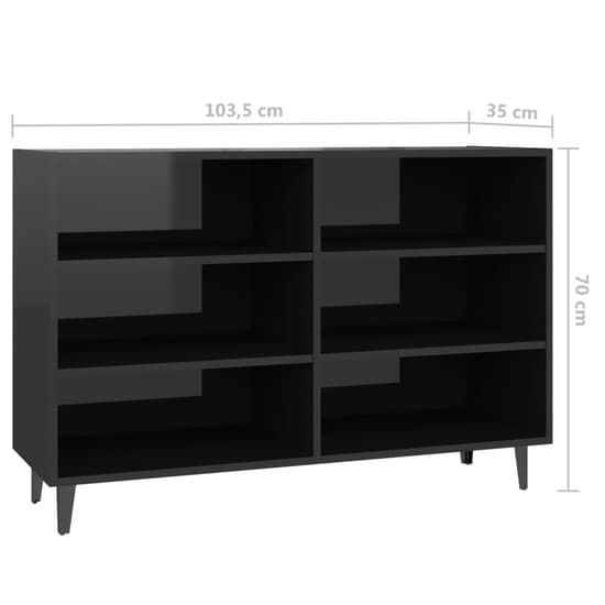 Pilvi High Gloss Bookcase With 6 Shelves In Black_4