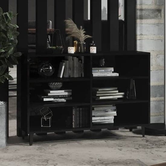 Pilvi High Gloss Bookcase With 6 Shelves In Black_1