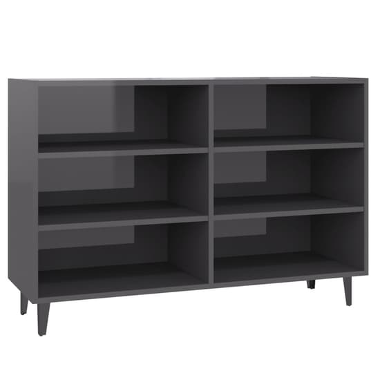 Pilvi High Gloss Bookcase With 6 Shelves In Grey_2