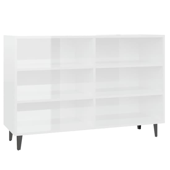 Pilvi High Gloss Bookcase With 6 Shelves In White_2