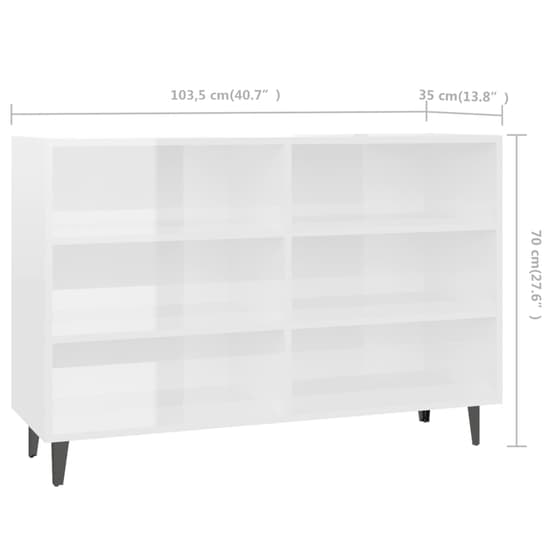 Pilvi High Gloss Bookcase With 6 Shelves In White_4