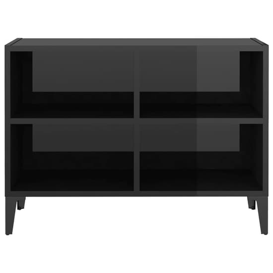 Pilvi High Gloss TV Stand In Black With Metal Legs_3