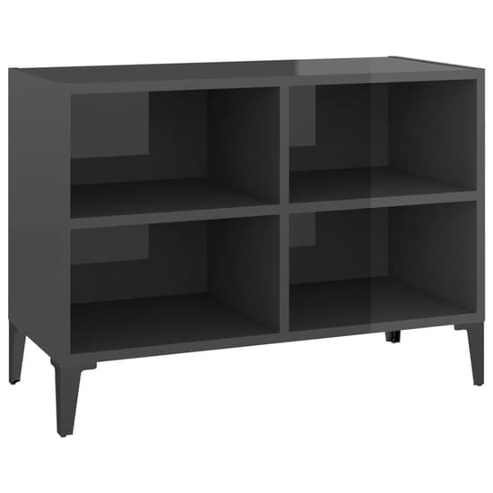 Pilvi High Gloss TV Stand In Grey With Metal Legs_2