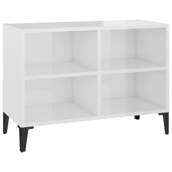 Pilvi High Gloss TV Stand In White With Metal Legs_2