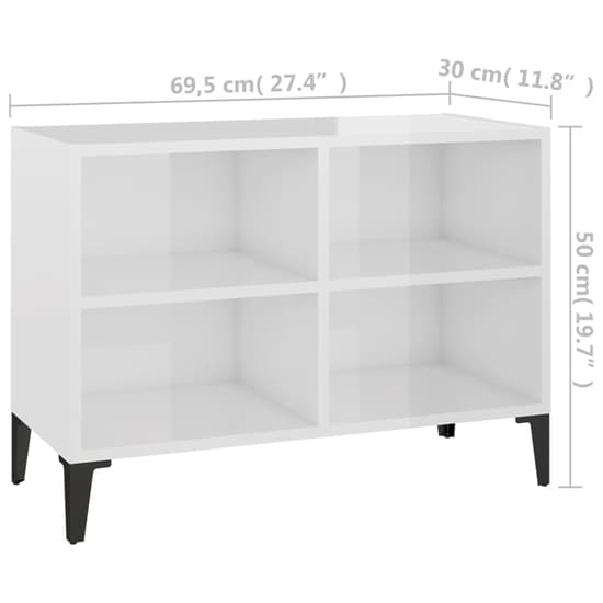 Pilvi High Gloss TV Stand In White With Metal Legs_4