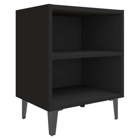 Pilvi Wooden Bedside Cabinet In Black With Metal Legs_2