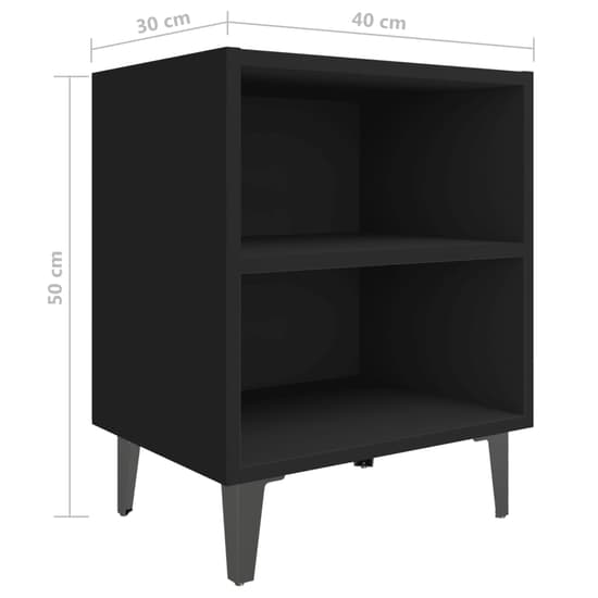 Pilvi Wooden Bedside Cabinet In Black With Metal Legs_4