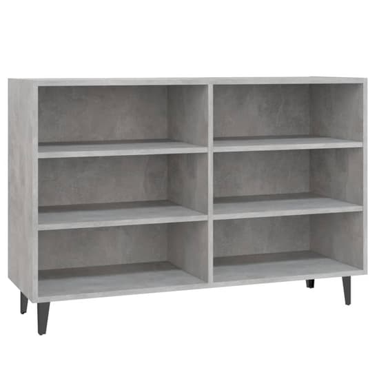 Pilvi Wooden Bookcase With 6 Shelves In Concrete Effect_2