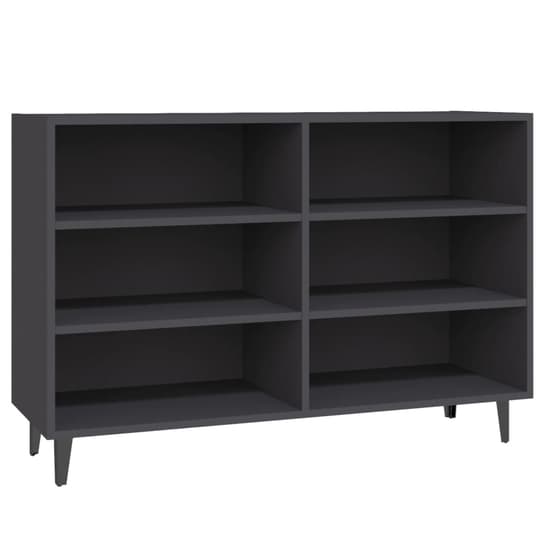 Pilvi Wooden Bookcase With 6 Shelves In Grey_2