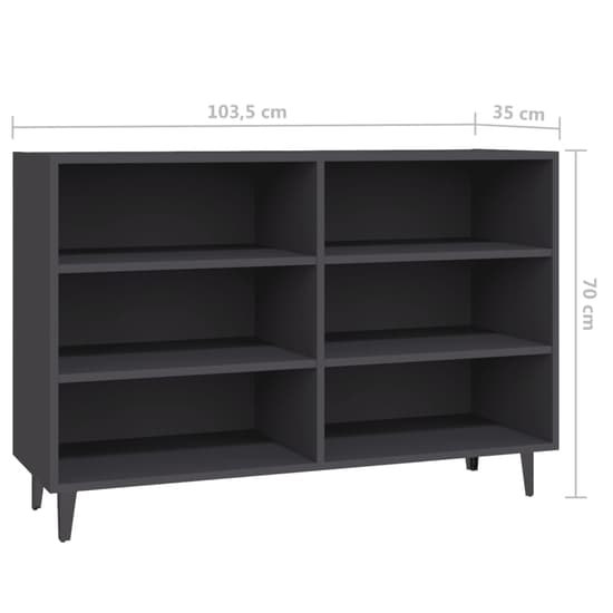 Pilvi Wooden Bookcase With 6 Shelves In Grey_4
