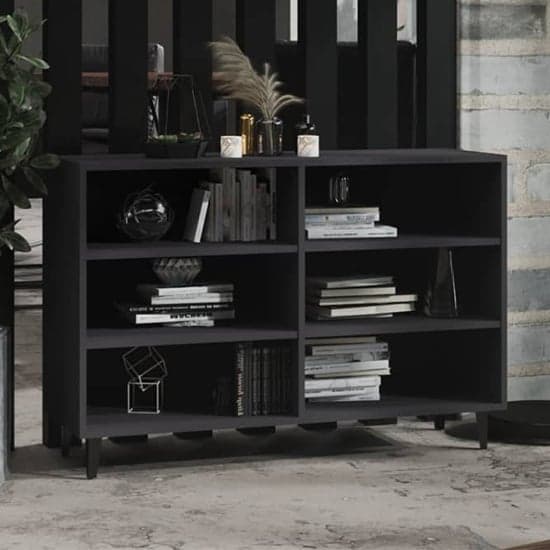 Pilvi Wooden Bookcase With 6 Shelves In Grey_1