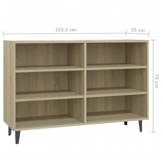 Pilvi Wooden Bookcase With 6 Shelves In Sonoma Oak_4