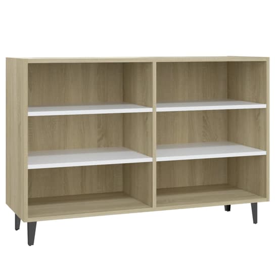 Pilvi Wooden Bookcase With 6 Shelves In White And Sonoma Oak_2