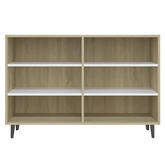 Pilvi Wooden Bookcase With 6 Shelves In White And Sonoma Oak_3