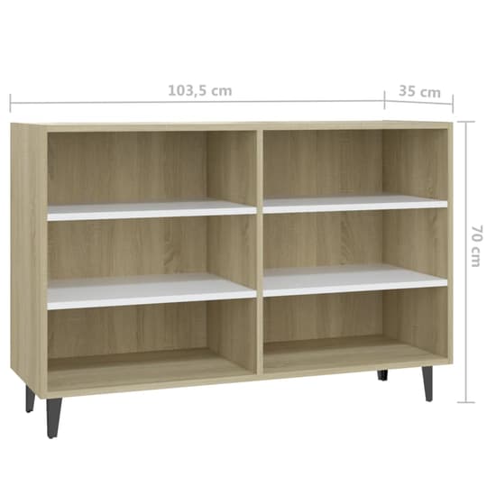 Pilvi Wooden Bookcase With 6 Shelves In White And Sonoma Oak_4