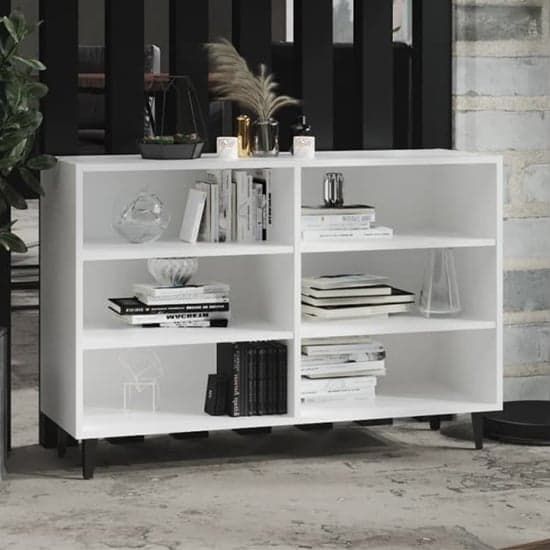 Pilvi Wooden Bookcase With 6 Shelves In White_1