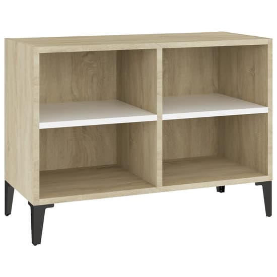 Pilvi Wooden TV Stand In White And Sonoma Oak With Metal Legs_2