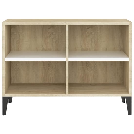 Pilvi Wooden TV Stand In White And Sonoma Oak With Metal Legs_3