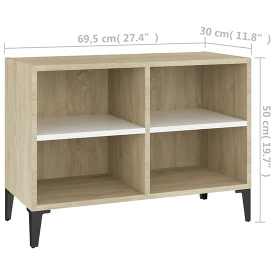 Pilvi Wooden TV Stand In White And Sonoma Oak With Metal Legs_4